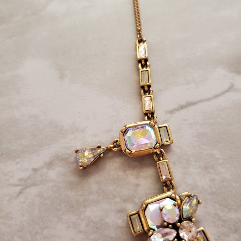 ✨ NEW J.Crew Rhinestones Crystals Mercury Glass Anitqed Statement Necklace ✨ - Picture 8 of 16